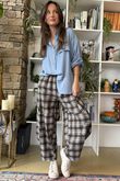 Patrick Plaid Brushed Cotton Barrel Pant Earth